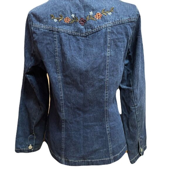 Roxy Jean Jacket with Embroidered Flowers | Vintage |Sz. S | EUC - Picture 7 of 9